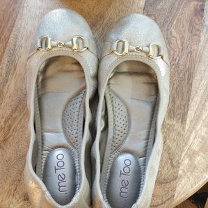 Gold sparkly ballet flats